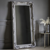 Carved Louis Mirror – Silver Baroque Statement Piece